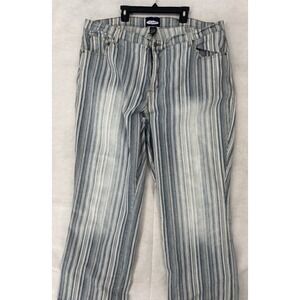 La Blues Striped Jeans Women 26W (40x29) Blue Bootcut Ribbed Stretch Denim